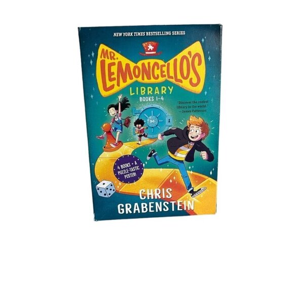 MR. LEMONCELLO'S LIBRARY book set. Books 1-4 included. Author Chris Grabenstein. - Picture 1 of 4